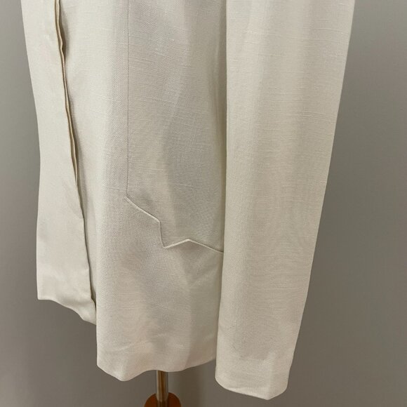Albert Nipon Women’s Vintage Cream White Linen-Blend Suit Jacket Blazer - Picture 6 of 9
